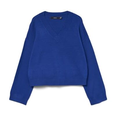 VERO MODA Damen Vmgold Art Ls V-Neck Pullover, Surf The Web, M VERO MODA Damen Vmgold Art Ls V-Neck Pullover, Surf The Web, M