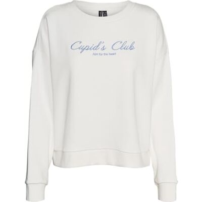 VERO MODA Damen VMCYAN Trina LS Sweat Box JRS Sweatshirt, Snow White/Print:Cupids Club, 36 VERO MODA Damen VMCYAN Trina LS Sweat Box JRS Sweatshirt, Snow White/Print:Cupids Club, 36