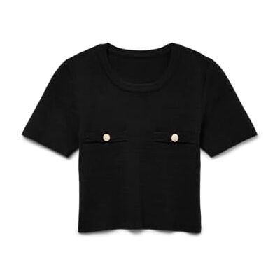 VERO MODA Damen Vmkristin Ss Pullover Exp, Black, XL VERO MODA Damen Vmkristin Ss Pullover Exp, Black, XL
