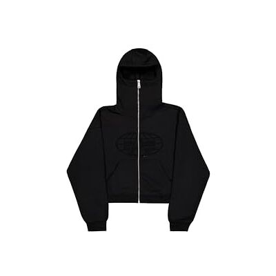 Alpha Damen Rhinestone World Zip Hoodie Jacke, Black, S Alpha Damen Rhinestone World Zip Hoodie Jacke, Black, S