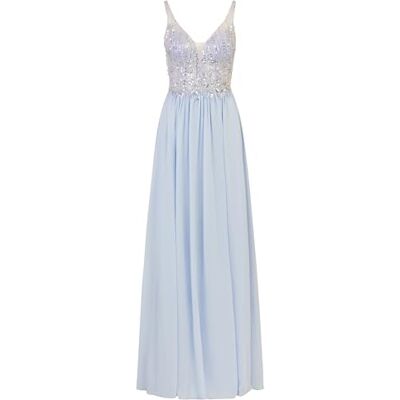 Apart Frauen Lange Abendkleid, V-Ausschnitt mit Paletten verziert, V-förmigen Trägern auf der Rückseite, Mitte hinten Reißverschluss, komfortabel Kleid, Perfekt für besondere Anlässe, Hellblau Apart Frauen Lange Abendkleid, V-Ausschnitt mit Paletten verziert, V-förmigen Trägern auf der Rückseite, Mitte hinten Reißverschluss, komfortabel Kleid, Perfekt für besondere Anlässe, Hellblau