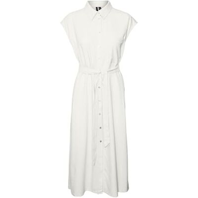 VERO MODA Damen Vmmymilo Sl Calf Shirt Dress WVN Ga Kleid, Snow White, XS EU VERO MODA Damen Vmmymilo Sl Calf Shirt Dress WVN Ga Kleid, Snow White, XS EU