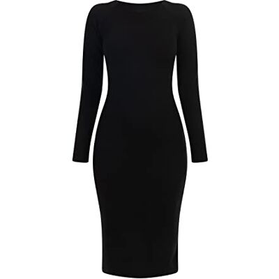 nolie Damen Langarmkleid midi 11127260-NO01, SCHWARZ, M/L nolie Damen Langarmkleid midi 11127260-NO01, SCHWARZ, M/L