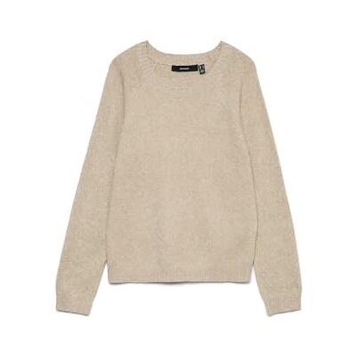 VERO MODA Damen Vmdoffyshine Ls O-Neck Blouse Rep Noos Strickpullover, Silver Mink/Detail:W. Gold Lurex, Medium VERO MODA Damen Vmdoffyshine Ls O-Neck Blouse Rep Noos Strickpullover, Silver Mink/Detail:W. Gold Lurex, Medium