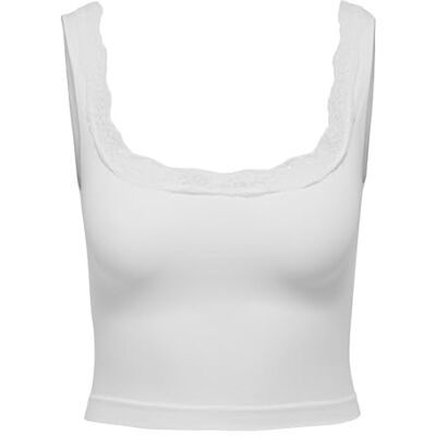 ONLY Damen Onlvicky Lace Singlet Square Neck Acc, Bright White, m ONLY Damen Onlvicky Lace Singlet Square Neck Acc, Bright White, m