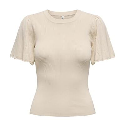 ONLY Damen Onlanjelica Ss Detail O-Neck KNT, Whitecap Gray, 42 ONLY Damen Onlanjelica Ss Detail O-Neck KNT, Whitecap Gray, 42