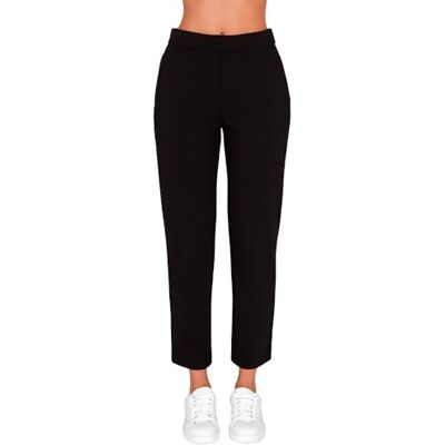 Armani Exchange Essentials Damen-Hose, gesticktes Logo, Strickwaren-Details, Schwarz, L Armani Exchange Essentials Damen-Hose, gesticktes Logo, Strickwaren-Details, Schwarz, L