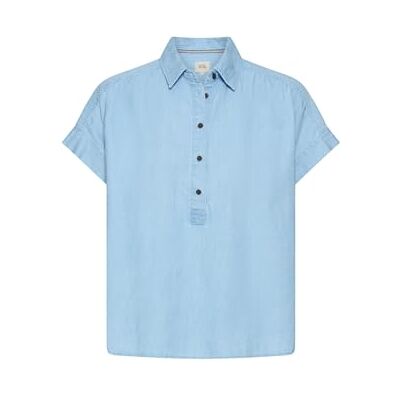 camel active Damen Kurzarm Bluse mit Knopfleiste Hellblau, Womenswear-XXL camel active Damen Kurzarm Bluse mit Knopfleiste Hellblau, Womenswear-XXL