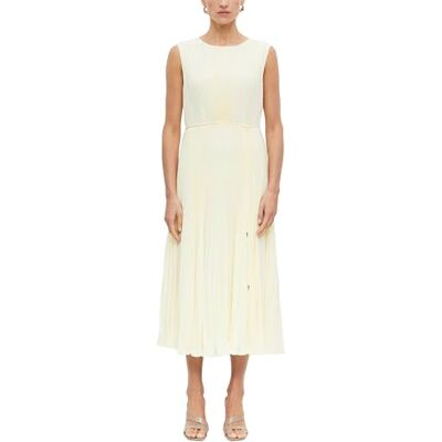 S. Oliver Plissiertes Midi-Kleid mit Bindegürtel und Viskosefutter S. Oliver Plissiertes Midi-Kleid mit Bindegürtel und Viskosefutter