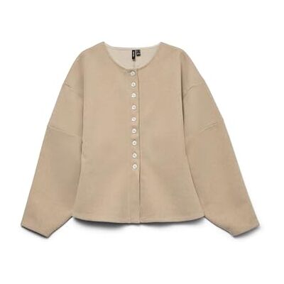 VERO MODA Damen Vmklea Ls O-Neck Cardigan JRS Ga, Silver Mink, Small VERO MODA Damen Vmklea Ls O-Neck Cardigan JRS Ga, Silver Mink, Small