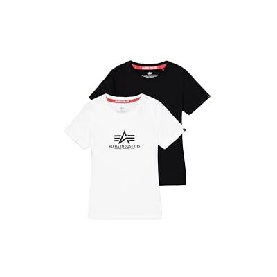 Alpha Damen New Basic 2 Pack T-Shirt, Black/White, S Alpha Damen New Basic 2 Pack T-Shirt, Black/White, S