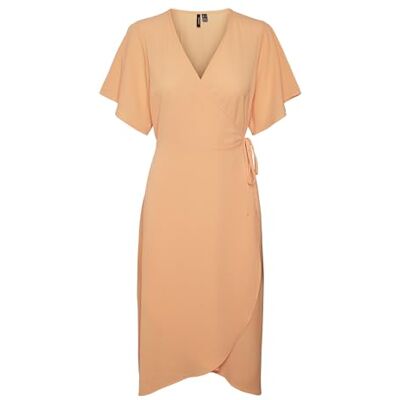 VERO MODA Damen Vmsaki Calf Wrap Dress Ga Noos Kleid, Mock Orange, S EU VERO MODA Damen Vmsaki Calf Wrap Dress Ga Noos Kleid, Mock Orange, S EU