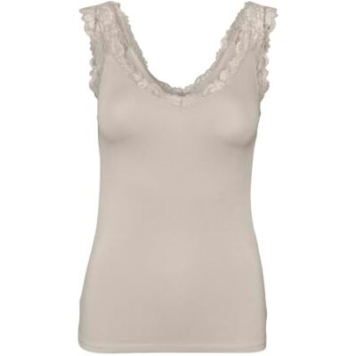 VERO MODA Damen Vmrosa Sl Top Jrs Noos, Pumice Stone, L VERO MODA Damen Vmrosa Sl Top Jrs Noos, Pumice Stone, L