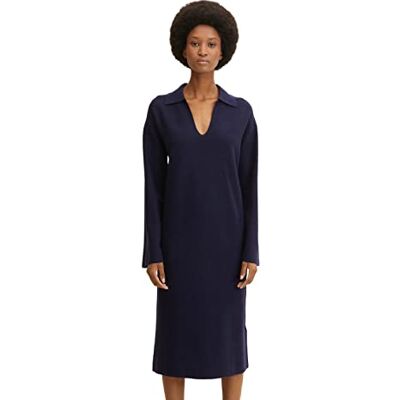 TOM TAILOR Damen Strickkleid mit Kragen 1032613, 30025 Navy Midnight Blue, 40 TOM TAILOR Damen Strickkleid mit Kragen 1032613, 30025 Navy Midnight Blue, 40