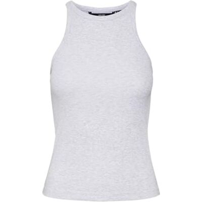 VERO MODA Damen Vmchloe Short Tank Top Ga JRS Noos T-Shirt, Light Grey Melange, Small VERO MODA Damen Vmchloe Short Tank Top Ga JRS Noos T-Shirt, Light Grey Melange, Small