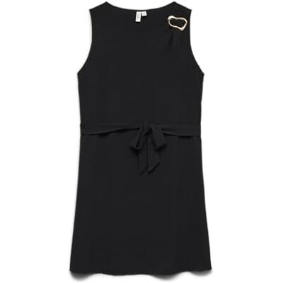 VERO MODA Damen Vmhaddie S/L Short Dress WVN Btq Ga, Black, L VERO MODA Damen Vmhaddie S/L Short Dress WVN Btq Ga, Black, L