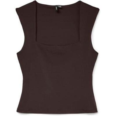 VERO MODA Damen Vmmillion Sl Square Neck Top JRS Noos, Chocolate Torte, XS VERO MODA Damen Vmmillion Sl Square Neck Top JRS Noos, Chocolate Torte, XS