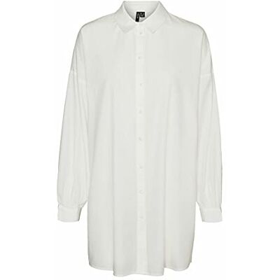 VERO MODA Damen Vmbina L/S Oversize Shirt Ga Noos Bluse, Snow White, XS EU VERO MODA Damen Vmbina L/S Oversize Shirt Ga Noos Bluse, Snow White, XS EU