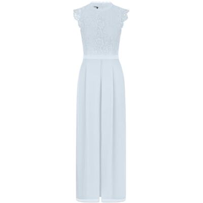 Apart Damen Eleganter Jumpsuit, Spitzentop und Chiffonhose, ärmellos, Stehkragen mit Spitzenkragen, Taillendetail, Hose mit weitem Bein, Outfit für Abendpartys und Hochzeitsgäste Apart Damen Eleganter Jumpsuit, Spitzentop und Chiffonhose, ärmellos, Stehkragen mit Spitzenkragen, Taillendetail, Hose mit weitem Bein, Outfit für Abendpartys und Hochzeitsgäste