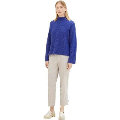 TOM TAILOR Damen Strickpullover mit Struktur, crest blue melange, M TOM TAILOR Damen Strickpullover mit Struktur, crest blue melange, M