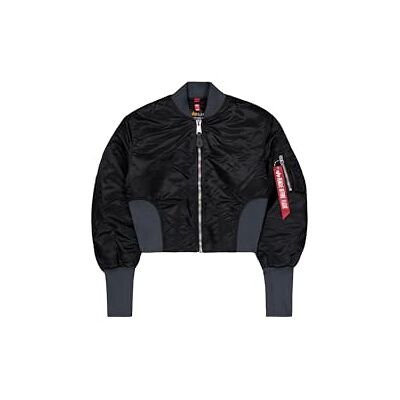 Alpha Damen Waisted MA-1 Bomberjacke, Black, XS Alpha Damen Waisted MA-1 Bomberjacke, Black, XS