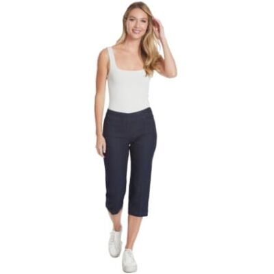 SLIM-SATION Damen Caprihose mit Breitem Band Zum Überziehen, Gerades Bein, mit Bauchkontrolle Unterhose, Denim, 46 SLIM-SATION Damen Caprihose mit Breitem Band Zum Überziehen, Gerades Bein, mit Bauchkontrolle Unterhose, Denim, 46