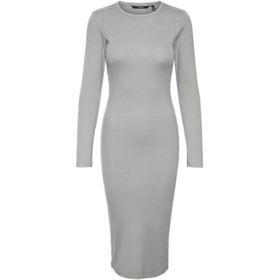 VERO MODA Damen Vmchloe Calf Dress Ga JRS Noos Kleid, Light Grey Melange, L EU VERO MODA Damen Vmchloe Calf Dress Ga JRS Noos Kleid, Light Grey Melange, L EU