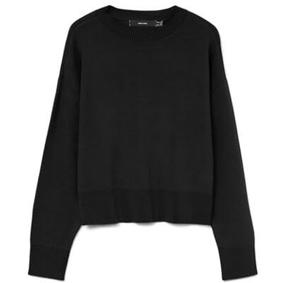 VERO MODA Damen Vmgold Art Ls O-Neck Pullover, Black, Large VERO MODA Damen Vmgold Art Ls O-Neck Pullover, Black, Large