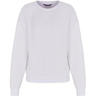 Armani Exchange Essential Damen-Sweatshirt, gesticktes Logo, Rundhalsausschnitt, Optic White, S Armani Exchange Essential Damen-Sweatshirt, gesticktes Logo, Rundhalsausschnitt, Optic White, S