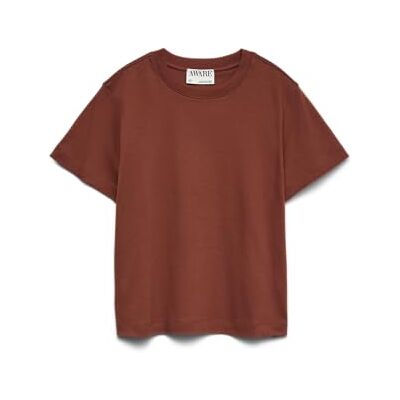 VERO MODA Damen Awnaima Ss O-Neck T-Shirt Noos, Brandy Brown, Large VERO MODA Damen Awnaima Ss O-Neck T-Shirt Noos, Brandy Brown, Large