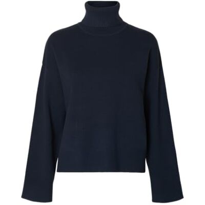 SELECTED FEMME Damen Slfkamma Ls Knit Roll Neck Noos, Dark Sapphire, S EU SELECTED FEMME Damen Slfkamma Ls Knit Roll Neck Noos, Dark Sapphire, S EU