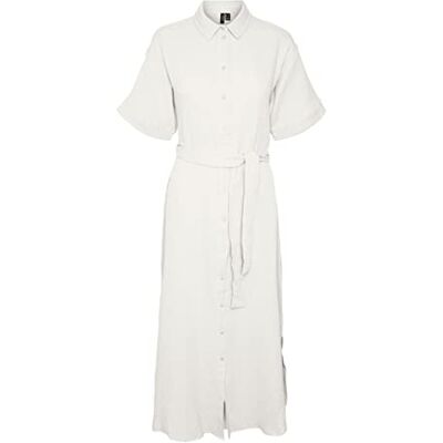VERO MODA Damen Vmnatali Nia 2/4 Calf Shirt Dress WVN Kleid, Snow White, M EU VERO MODA Damen Vmnatali Nia 2/4 Calf Shirt Dress WVN Kleid, Snow White, M EU