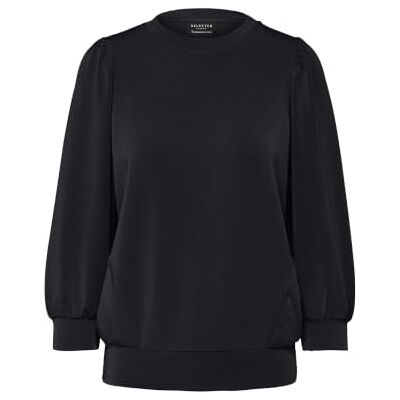 SELECTED FEMME Damen Slftenny 3/4 Sweat Top Noos, Schwarz, S SELECTED FEMME Damen Slftenny 3/4 Sweat Top Noos, Schwarz, S