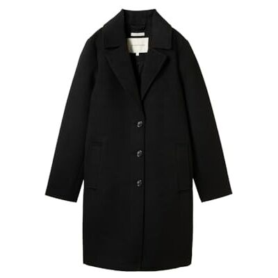 TOM TAILOR Damen Langer Mantel,14482 deep Black, L TOM TAILOR Damen Langer Mantel,14482 deep Black, L