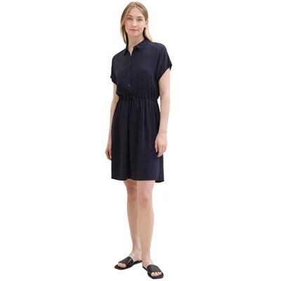 TOM TAILOR Damen Hemd-Kleid mit Bindegürtel, Sky Captain Blue, 42 TOM TAILOR Damen Hemd-Kleid mit Bindegürtel, Sky Captain Blue, 42