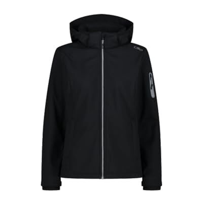 CMP Damenjacke mit Kapuze und Reißverschluss, Schwarz, XXXL CMP Damenjacke mit Kapuze und Reißverschluss, Schwarz, XXXL