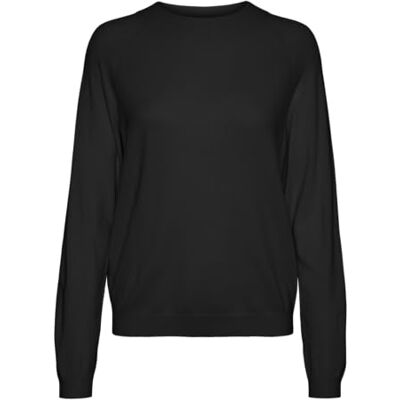 VERO MODA Damen Vmhappiness Ls Raglan Pullove Ga Boo Rep, Black, M VERO MODA Damen Vmhappiness Ls Raglan Pullove Ga Boo Rep, Black, M