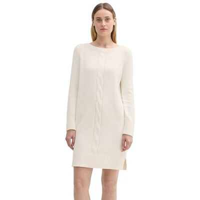TOM TAILOR Damen Strickkleid mit Zopfmuster, 10315 Whisper White, 38 TOM TAILOR Damen Strickkleid mit Zopfmuster, 10315 Whisper White, 38