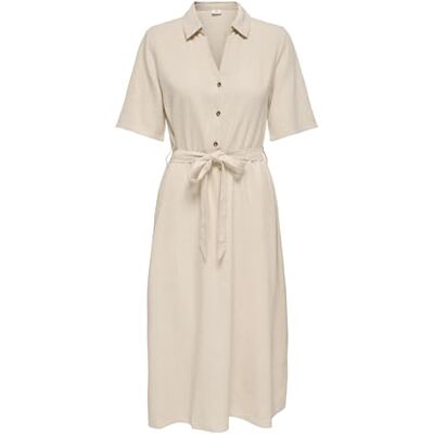 JDY Damen say 2/4 Midi Shirt Dress WVN Noos, Oatmeal, Medium JDY Damen say 2/4 Midi Shirt Dress WVN Noos, Oatmeal, Medium