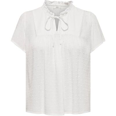 JDY Damen Top Oberteil Rundhals V-Ausschnitt Bluse lockeres Shirt Schleifendetails, Farben:Weiß, Größe:42 JDY Damen Top Oberteil Rundhals V-Ausschnitt Bluse lockeres Shirt Schleifendetails, Farben:Weiß, Größe:42