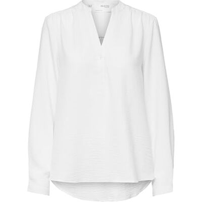 SELECTED FEMME Damen Slfmivia B Noos Long Sleeve Top, Snow White, 34 EU SELECTED FEMME Damen Slfmivia B Noos Long Sleeve Top, Snow White, 34 EU