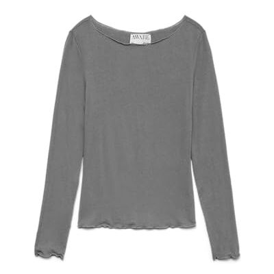 VERO MODA Damen Awglesha Ls Boatneck Top Noos, Medium Grey Melange, X-Large VERO MODA Damen Awglesha Ls Boatneck Top Noos, Medium Grey Melange, X-Large