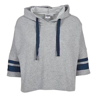 Urban Classics Damen Regular Fit Kapuzenpullover Ladies Taped Short Sleeve Hoody TB1978, Einfarbig, Gr. Small (Herstellergröße: S), Grau (Grey/Navy 01199) Urban Classics Damen Regular Fit Kapuzenpullover Ladies Taped Short Sleeve Hoody TB1978, Einfarbig, Gr. Small (Herstellergröße: S), Grau (Grey/Navy 01199)