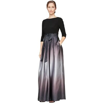 S.L. Fashions Damen Langes Partykleid aus Satin, 3/4-Ärmel, ärmellos, mit Taschen Kleid für besondere Anlässe, schwarz/Silber, 38 S.L. Fashions Damen Langes Partykleid aus Satin, 3/4-Ärmel, ärmellos, mit Taschen Kleid für besondere Anlässe, schwarz/Silber, 38