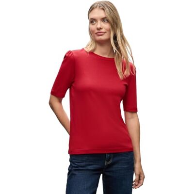 Street One Damen Basic T-Shirt mit Raffung Street One Damen Basic T-Shirt mit Raffung