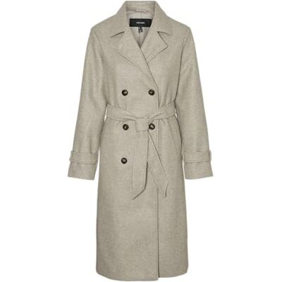 VERO MODA Damen Mantel VMFortunevega Long Trenchcoat langer Winter Wollmantel 10289870 Silver Mink Melange L VERO MODA Damen Mantel VMFortunevega Long Trenchcoat langer Winter Wollmantel 10289870 Silver Mink Melange L