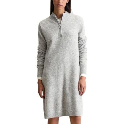 Marc O' Polo Marc OߴPolo Denim Damen Strickkleid im Troyer-Stil kurz, Grau (Stone Melange), S Marc O' Polo Marc OߴPolo Denim Damen Strickkleid im Troyer-Stil kurz, Grau (Stone Melange), S