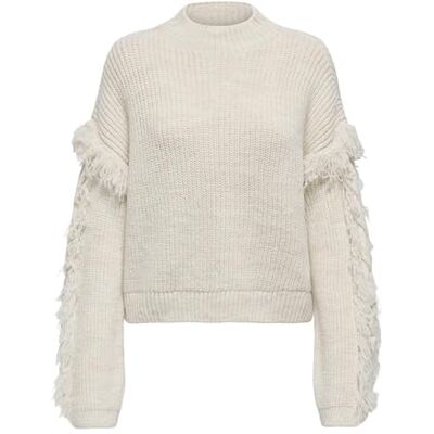 ONLY Damen Onlmolly Ls Short Frill KNT, Birch, L ONLY Damen Onlmolly Ls Short Frill KNT, Birch, L