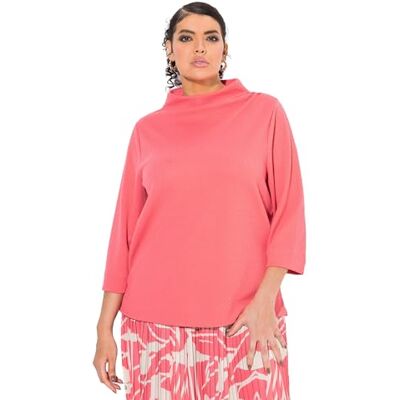 Ulla Popken Damen große Größen Übergrößen Plus Size Sweatshirt, Struktur, Stehkragen, Zierfalten, 3/4-Arm Ulla Popken Damen große Größen Übergrößen Plus Size Sweatshirt, Struktur, Stehkragen, Zierfalten, 3/4-Arm