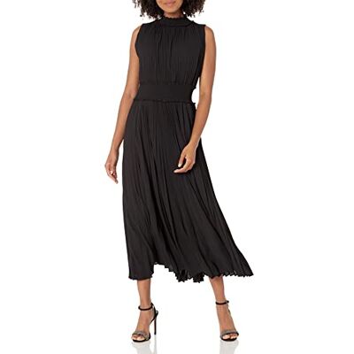 Nanette Nanette Lepore Damen Maxikleid – Smocked High Neck, Plissiert, tiefschwarz, 34 Nanette Nanette Lepore Damen Maxikleid – Smocked High Neck, Plissiert, tiefschwarz, 34